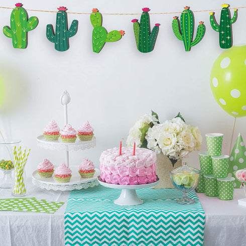 24 Pcs Cactus Cutouts Wooden Ornaments Summer Themed Party Banner DIY Cactus Green Decoration Hanging Embellishments Fiesta Party Decoration for M...