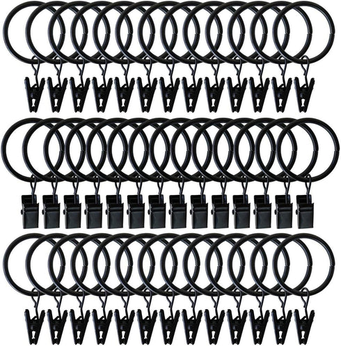 40 Pack Black Matte Metal Curtain Rings with Clips (1.25"?Black)...