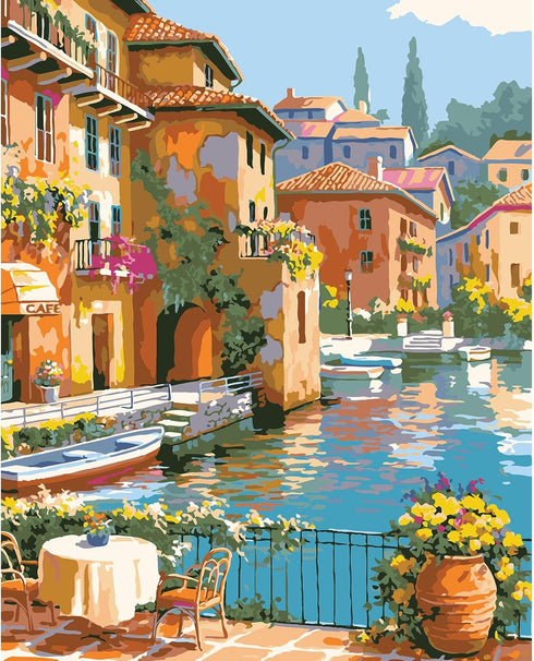 QUITEDEW Paint by Number for Adults,Town Scenery Paint by Numbers,Landscape Paint by Number Kits Suitable for Home Wall Decoration 16x20 Inch....