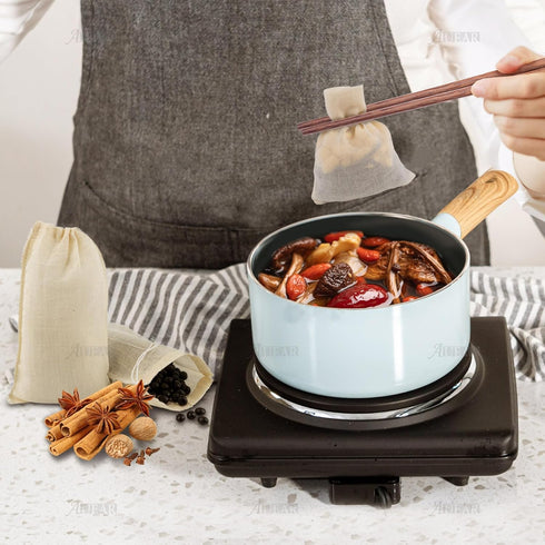 AUEAR, Reusable Drawstring Cotton Soup Bags Coffee Chinese Medicine Tea Bag Brew Straining Herbs Cheesecloth Bone Broth Gravy Stew (12 Pack, 4"x6"...