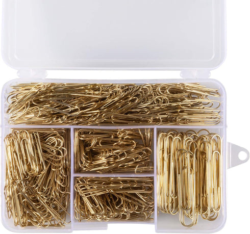 600 Paper Clips,Office Gold Paper Clips Assorted Sizes(Small,Medium and Jumbo) 28 mm,33mm,50 mm...