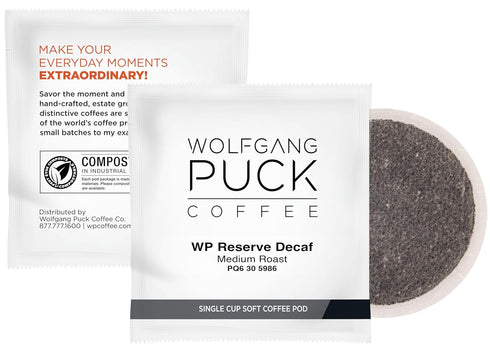 Wolfgang Puck Coffee, Chef's Reserve Decaf, 9.5 Gram Pods, 18 Count...