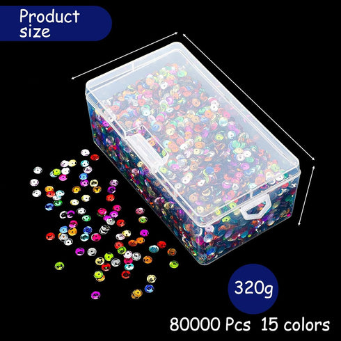 Loose Sequins 6 mm Round Embroidery Sequins with Holes Rainbow Sequins for Crafts with Storage Box Iridescent Spangles for Sewing Art Wedding Jewe...