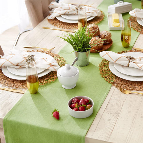 DII Everyday Collection, Fringed Solid Tabletop, Table Runner, 14x72, Green...