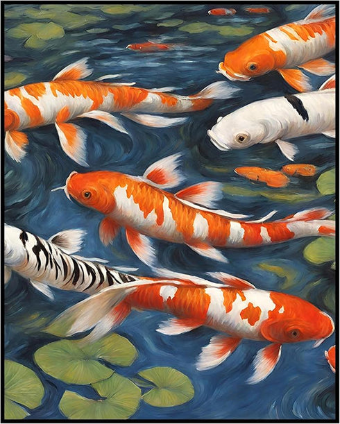 Posterizer 1 pcs- Orange and white fish swimming in a river-Art for Animal Lovers-Floral Botanical Art- Gift for Men Women -decor for Bedroom, Off...