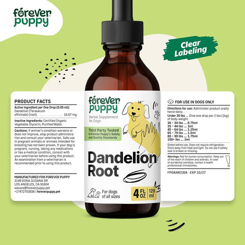 Dandelion Root for Dogs - Liver Supplements for Dogs w/Dandelion Root - Liver Detox & Cleanse Drops for Large, Medium & Small Dogs - Natural Dog F...