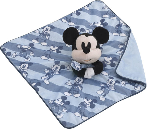 Disney Mickey Mouse Blue, White and Black Lovey Security Blanket...