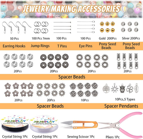 JOJOPLAY Lava Beads and Natural Stone Beads Kit with Jewelry Finding Spacer Beads for Bracelet Necklace Jewelry Making DIY Crafts Supplies (1150Pc...