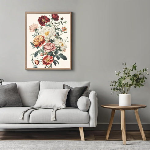 Posterizer 1 pcs-pink and red pretty chic flower design-Floral & Botanical Art-Abstract & Modern Art-Decor for Home & Office- UNFRAMED Wall Art...