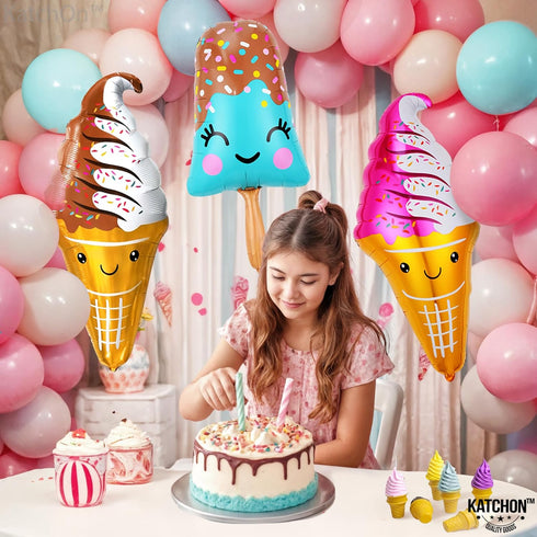 KatchOn, Giant Ice Cream Balloons - 39 Inch, Pack of 3 | Ice Cream Party Decorations | Popsicle Balloons for Summer Party decorations | Popsicle P...