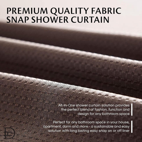 Waffle Weave Shower Curtain With Liner Sets - Modern shower curtain for Bathroom With Mesh Top Window - Premium Quality Fabric Snap S??ower Cur??a...