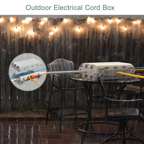Outdoor Waterproof Electrical Cord Box, Large Extension Cord Cover Plug Protector Outlet Connection Safety Box IP54 Water-Resistant for Power Stri...