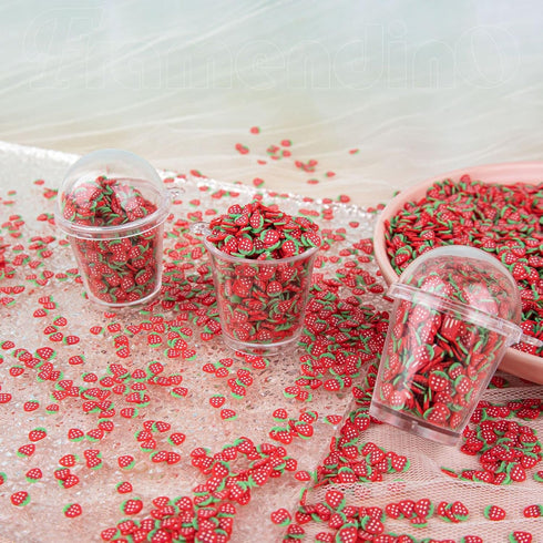 Framendino, 100g Strawberry Slime Charms Resin Flatbacks Polymer Clay Sprinkles for DIY Crafts Decoration...
