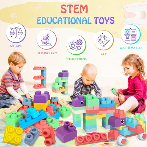 Soft Building Blocks for Toddler, Blocks for Kids 6 Months and up, Large Creative Stacking Blocks 20 PCS STEM Blocks, Toddler Stacking Toy Gifts C...