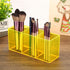 PATIKIL 3 Compartments Clear Acrylic Pen Holder, 2 Pack Pencil Holder Pen Organizer Pencil Cup Makeup Brush Holder Square for Countertop Desk, Yel...