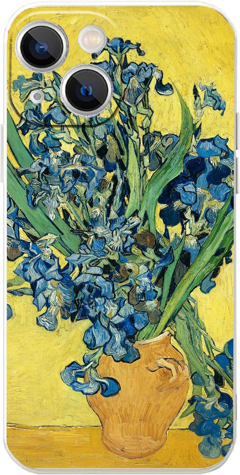 for iPhone 14 Plus Case Flower, Irises by Van Gogh Aesthetic Retro Phone Case, Waterproof Colorful Slim Phone Cover for iPhone 14 Plus(6.7inch)...