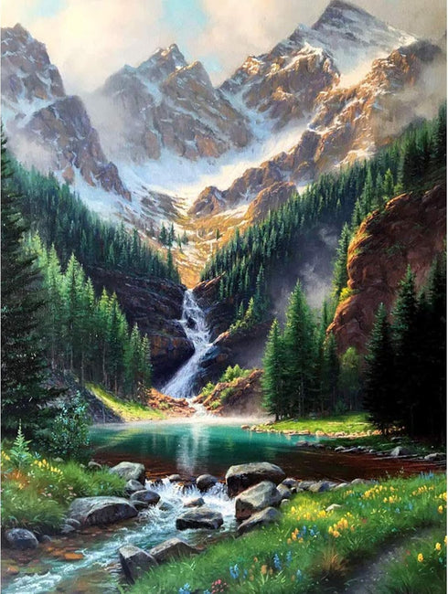 LELEMON Diamond Painting Kits,Waterfall Diamond Art for Adults,Mountain 5d Diamond Painting Kits for Adults,Scenery Diamond Art Kits with Diamond ...