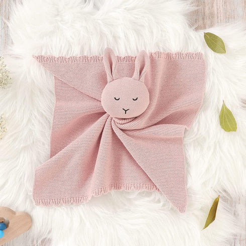 Baby Lovely Cotton Security Blanket Bunny Comforter Blanket Soft Knit Babies Lovies Toys for Newborn Boys Girls Gifts, Pink...