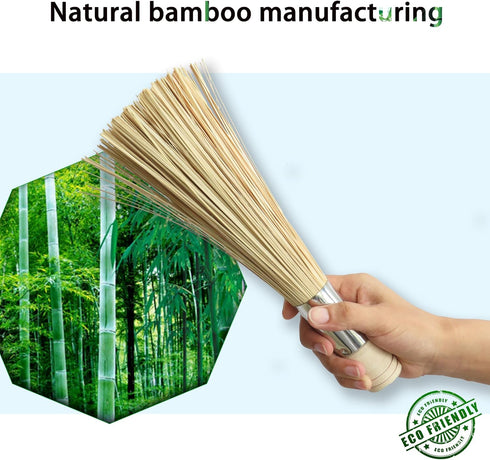 LSZSSJ9.84-inch natural bamboo brush kitchen cleaning brush, used to clean grills, pans, and stoves, without damaging The surface, 2 bamboo brushe...