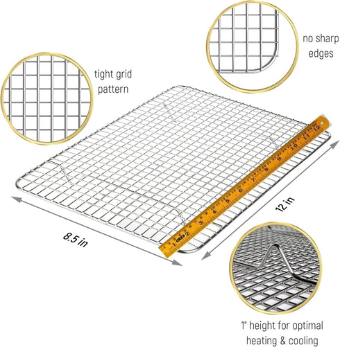KITCHENATICS Small Quarter Sheet Cooling Rack for Cooking & Baking, Oven Safe Stainless Steel Rack, Baking Rack for Oven Cooking, Heavy Duty Cooki...