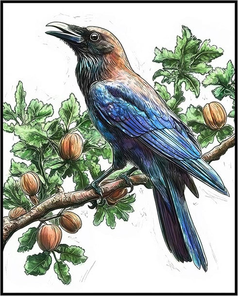 Posterizer 1 pcs-detailed natural history illustration of a raven-Corvus corax 3-Art for Animal Lovers-Gift for Men Women Teens-Chic Home Decor- u...