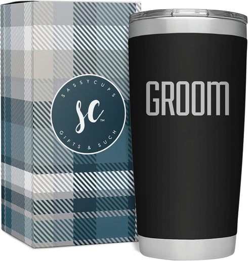 Groom Tumbler - Custom Vacuum Insulated Stainless Steel Groom Cup Mug with Lid and Straw - Cup for Fiance - Coffee Mug for Groom to Be - Groom Tra...