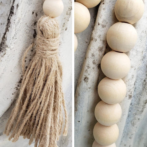 DECORKEY Wooden Beads, 58 Inch Farmhouse Wood Beads Garland for Boho Decor with Tassels, Rustic Country Decor for Coffee Table, Home, Living Room,...