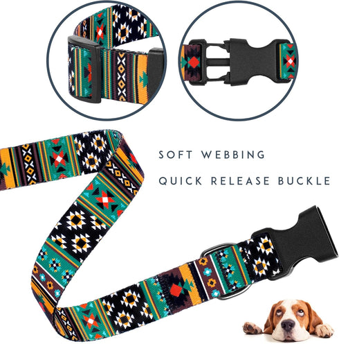 Southwest Dog Collar Tribal Pattern Adjustable Puppy Pet Collars for Small Medium Large Dogs Aztec Print (Tribal, Neck Fit 12"-16")...