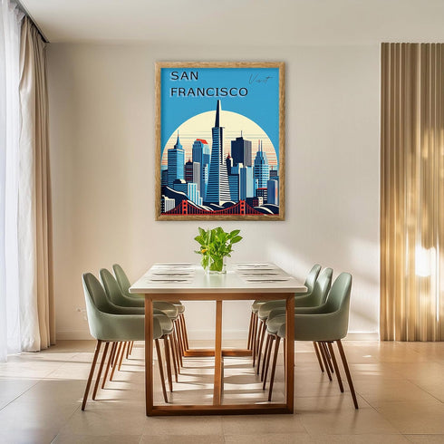 Posterizer 1 pcs-travel poster-United states-San Francisco-Adventure Wall Art Gift for Men Women Entrepreneur Teens Decor for Home & Office- unf...