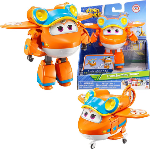 Super Wings - 5" Transforming Sunny Airplane Toys Vehicle Action Figure | Season 5 | Plane to Robot in 10 Steps | Flying Toy Plane Birthday Gifts ...