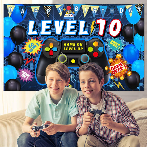 Vlipoeasn 10th Boys Video Game Birthday Decorations - Backdrop...