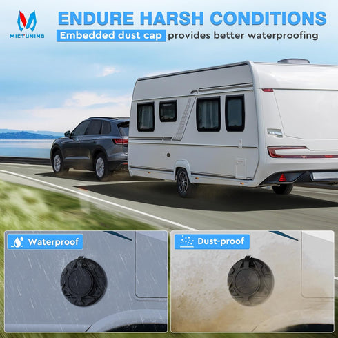 MICTUNING 1FT 14 AWG SAE Socket Sidewall Port to Male Plug 12V-24V Power Cord Quick Connector Extension Cable Harness, Waterproof Dust Cap, for Au...