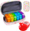 Serfeymi Weekly Travel Pill Organizer 2 Times A Day AM PM Upgraded Rainbow Pill Box 7 Day with Portable Zipper PU Leather Pill Case, Medicine Orga...