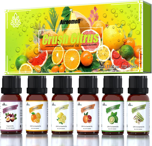 Citrus Fruity Essential Fragrance Oil Set for Slime Candle Soap Making Aromatherapy Diffuser,Passion Friut,Orange,Lemongrass,Lemon,Bergamot,Grapef...