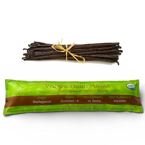 10 Organic Madagascar Vanilla Beans Whole Grade A Vanilla Pods for Vanilla Extract and Baking...