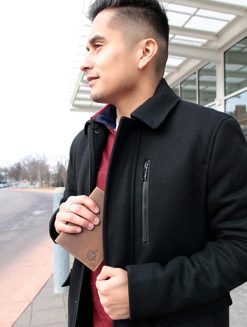 WANDERINGS Leather Travel Wallet with Passport Holder - 5.5" x 4" - Genuine Leather Case with RFID Blocking for Men and Women - Folding Wallet for...