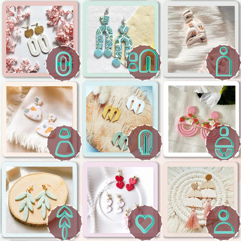 TAINSKY Polymer Clay Cutters Set, 25 Shapes Clay Earring Cutters with 145 Earrings Accessories for Polymer Clay Jewelry Making...