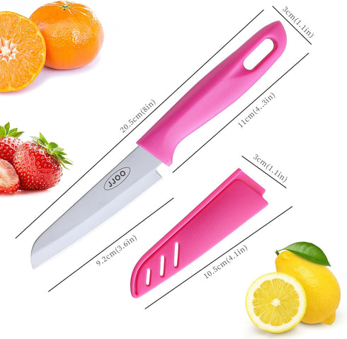 Paring Knives, Stainless Steel Paring Knife Set with Cover, 3.6 inch Pairing knife, Ultra-Sharp Small Kitchen Knife, Great for Fruit and Vegetable...