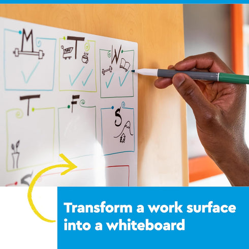 Post-it Easy Erase Permanent Marker Whiteboard Surface, 9.1 in x 9.1 in...