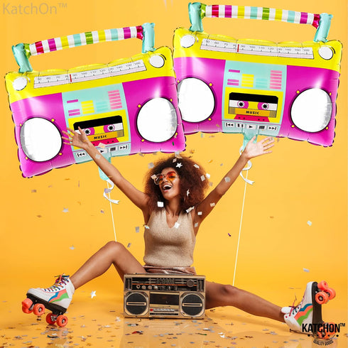 KatchOn Large Boombox Balloon Set - 22 Inch | 90s and Disco Party Decorations | 80s Boom Box Balloons for Roller Skate Parties...