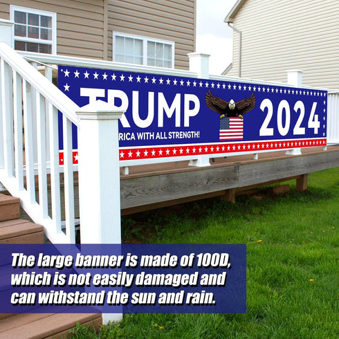 Trump Banner, 118.11x19.69 Inch Trump 2024 Banner Fence Large Trump Banners and Signs 2024 Save America with All Strength Banner Trump Flags Trump...