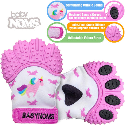 ® Teething Mitten | Pink Unicorn Teething Paw...