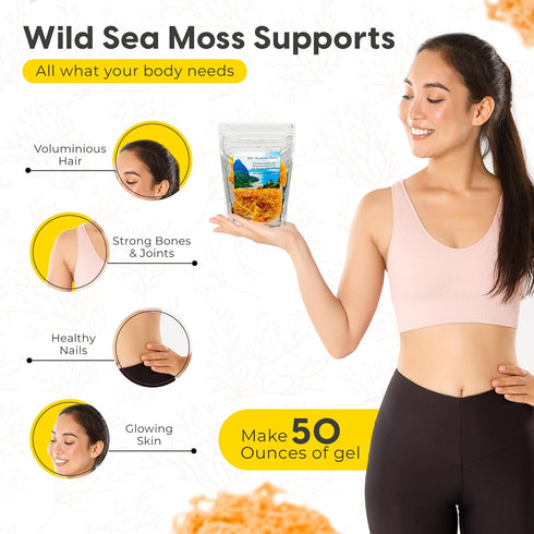 Certified Wild Harvested Gold Irish raw Sea Moss from St.Lucia,Makes 165 oz gel, Dr.Sebi Grade,Wild Harvested Powerful Antioxidants,Vitamins,Miner...