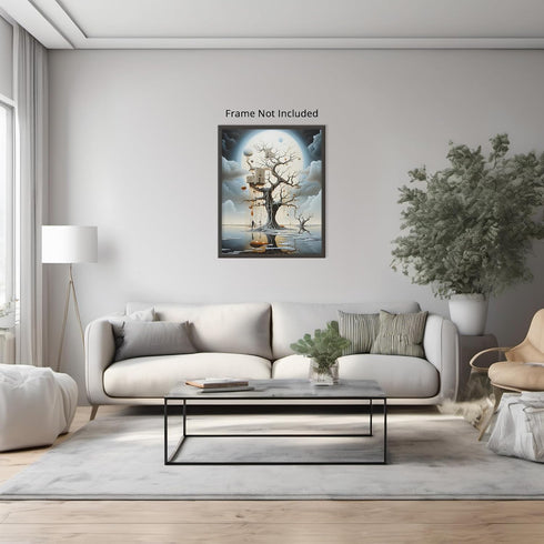 Posterizer 1 pcs-Alien Lake Massive Tree with Tree Houses-Abstract & Modern Art-Fantasy & Fiction Art-Gift for Art Lovers-Gift for movie lovers- U...