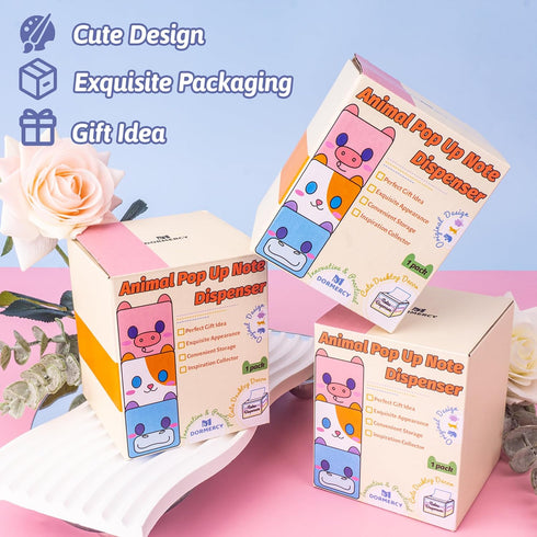 Pop-up Notes Dispenser, 3x3 in, Magnetic Design, Cute Hippo, Large Capacity (Patent Registering)...