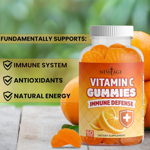 NEW AGE Vitamin C Gummies Orange Vitamin C Gummy - Supports Healthy Immune System - Vegetarian without Gluten (60 Gummies)...