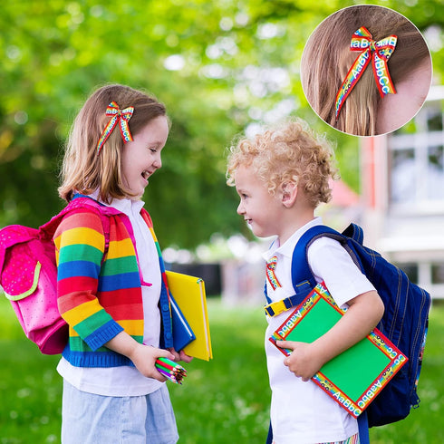 WILLBOND 4 Rolls 20 Yards Back to School Ribbon Apple Pattern ABC Pencil School Theme Ribbons for Wrapping Gift Fabric Wrapping Ribbon for Bow Wre...