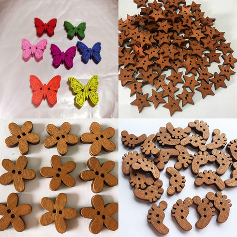120PCS Assorted Wooden Buttons 2 Holes 12 Shapes Mixed Sewing Art Cloth Art DIY Craft Supplies Kit with Storage Box (12Assorted)...