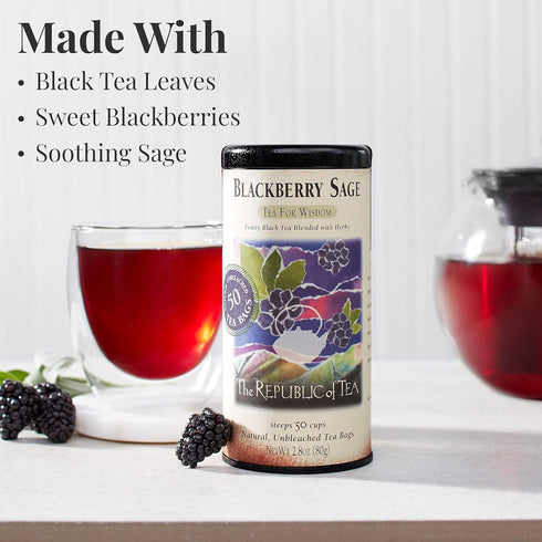 The Republic of Tea - Blackberry Sage Black Tea | 50 Tea Bags, Gourmet Black Tea...