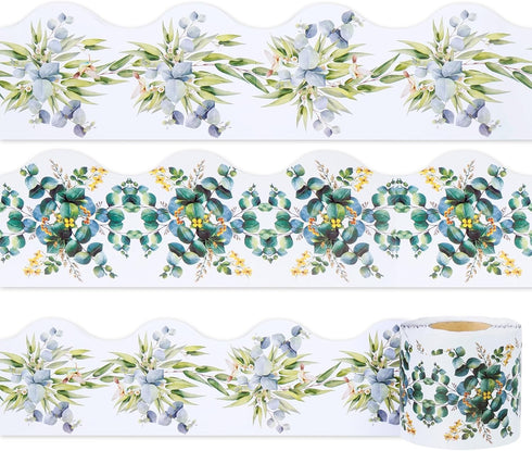 Eucalyptus Bulletin Board Border for Classroom Boho Green Plant Die-Cut Rolled Two-Sided Printed Leaves Trim Paper Back to School Decorations for ...